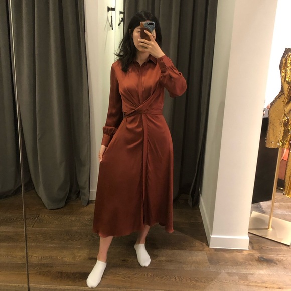 Silky Shirt dress with belt - Picture 1 of 7